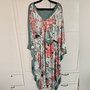 Lot Of 2 Carol Hochman Maxi Caftans EUC Plus Size  4/5x Pink & green Toned